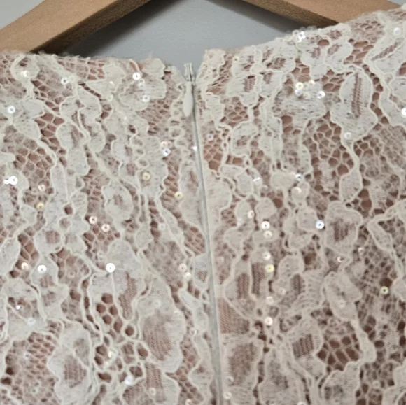 Nadine Merabi Carly Dress size XS Lace White Sequins Long Sleeve Bride - Picture 3 of 11